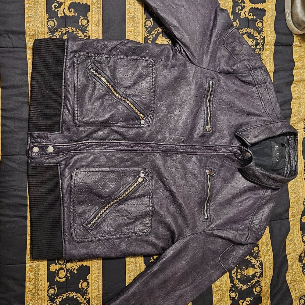 Gucci mens leather bomber
